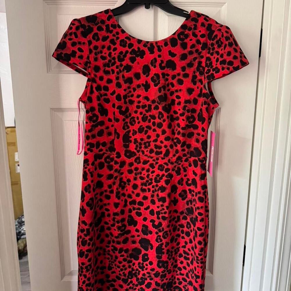 Brand New w/ Tag Betsey Johnson Red and black leopard print dress- Size 12